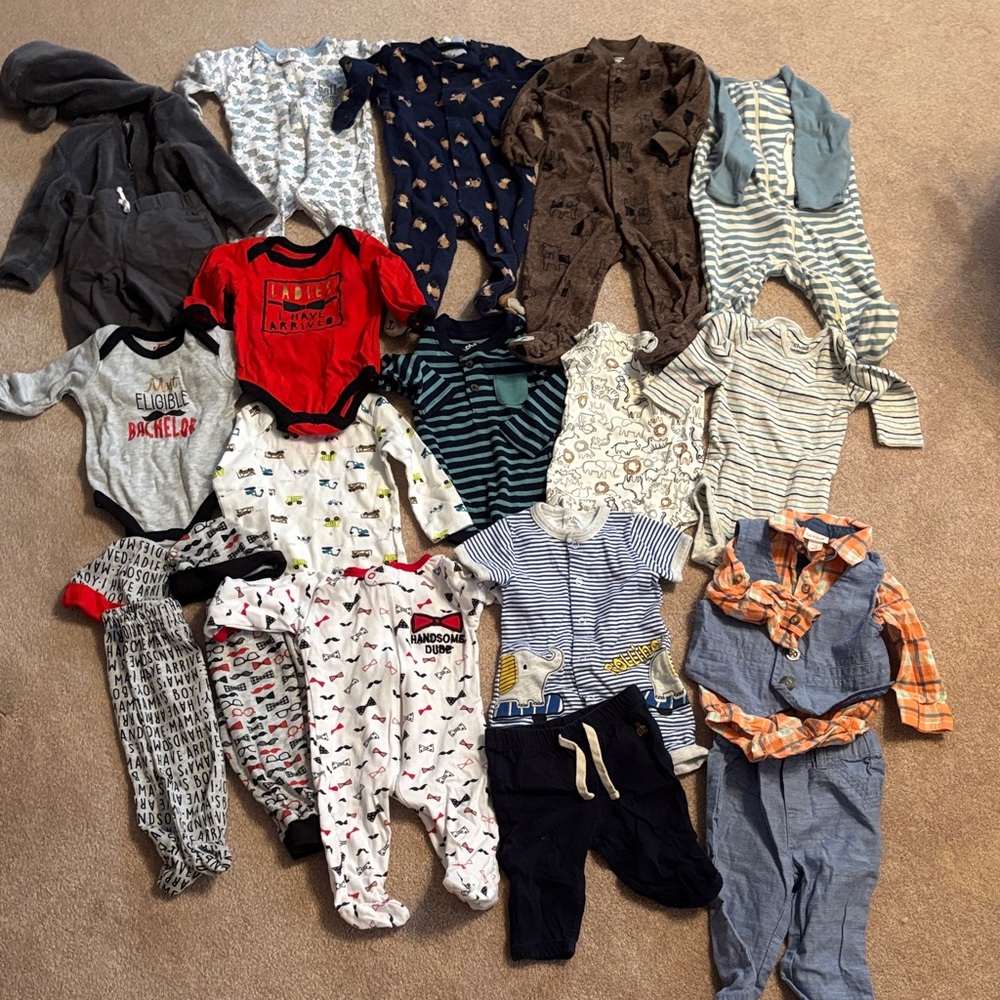 Bundle of baby boys Carter's Colorful Kids Footies Collection